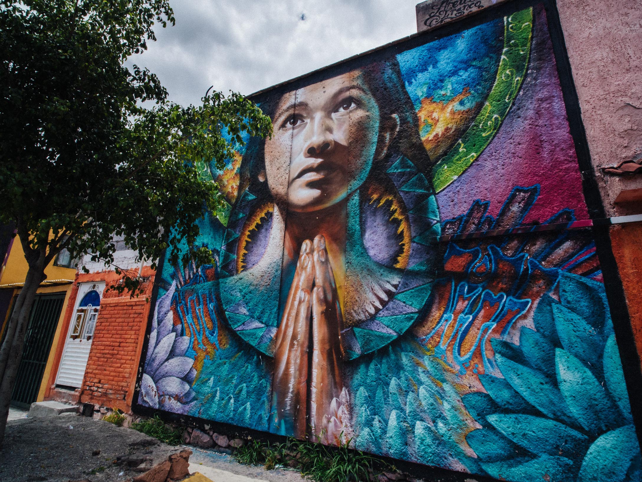 mujer, flores, manos